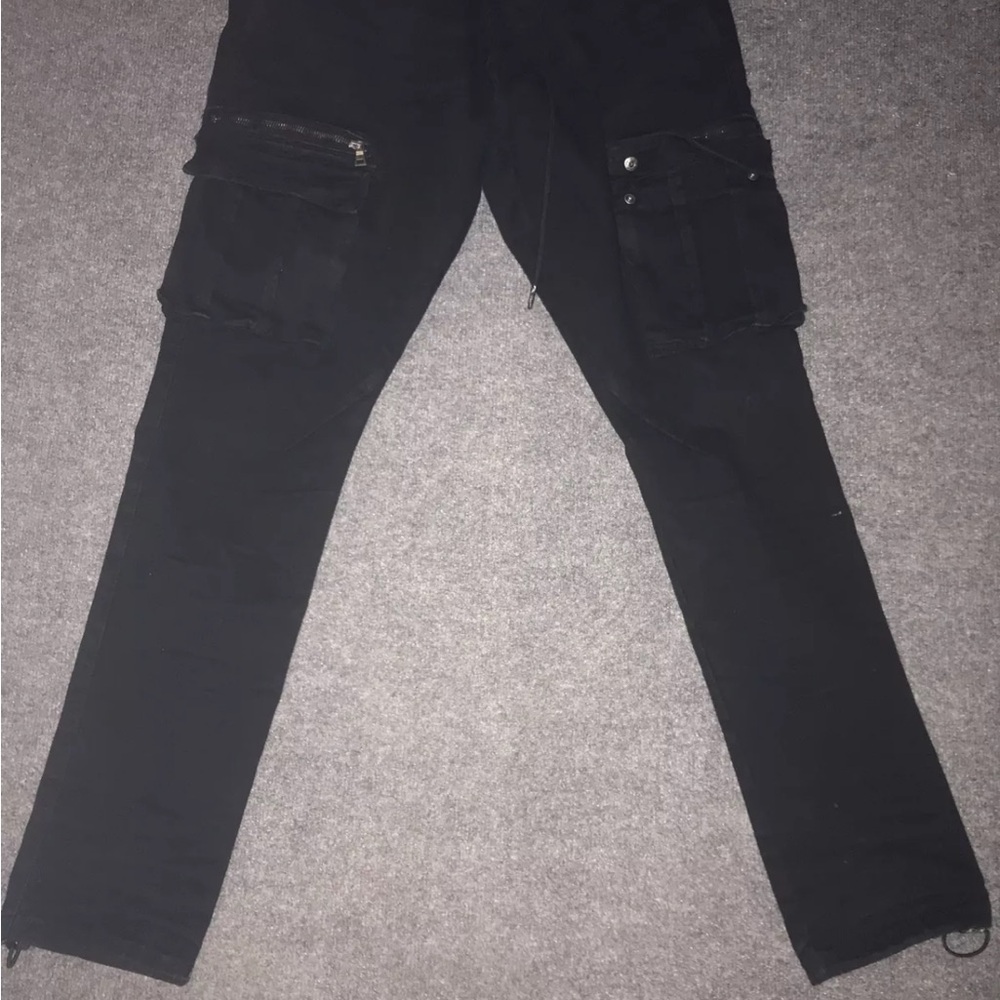 Smoke Rise Jeans  Black Motorcycle Style Tough Denim Slim Fit 38X32 Mens Cargo